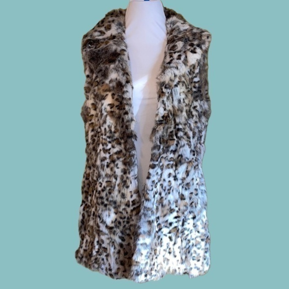 Bagatelle Genuine Rabbit Fur Long Vest High Collar Size Medium w/Pockets - Picture 2 of 10